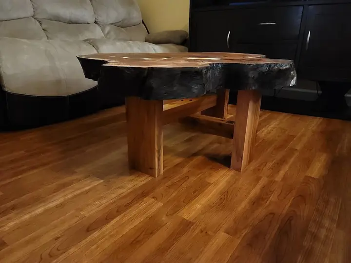 Live-edge wooden coffee table
